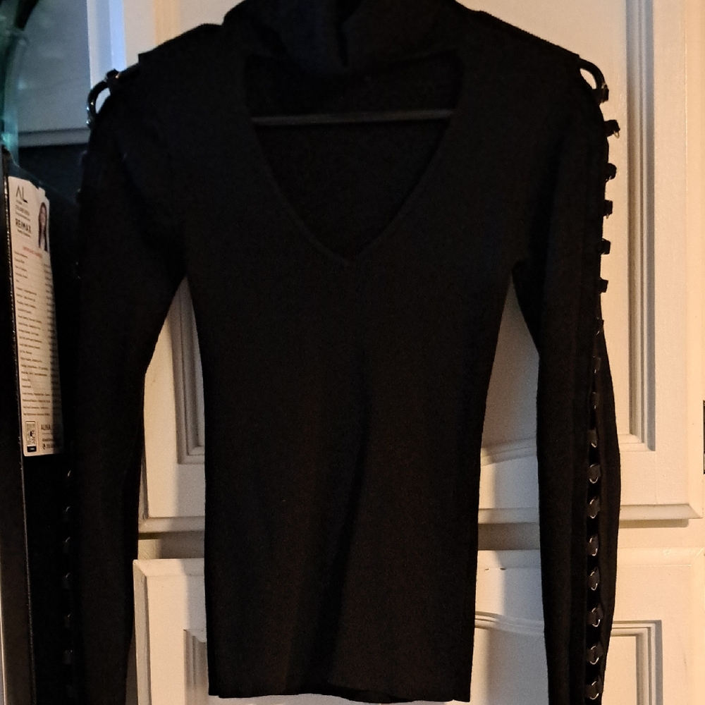 Guess Black Lace-Up Sleeve Hoodie